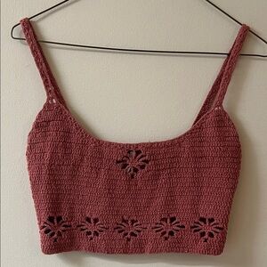 NWOT Free People Crochet Knit Women Top - Rose